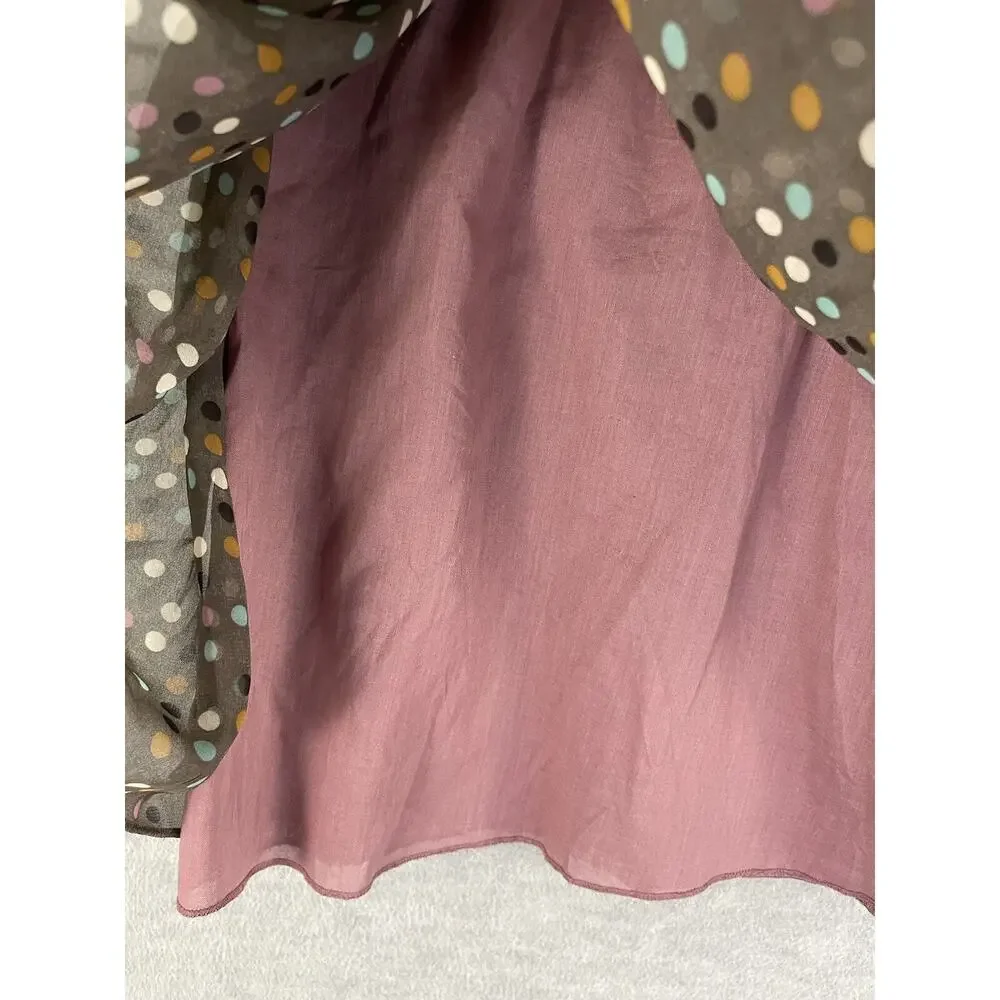 NWT Fossil 8 Mini Skirt Pleated Layered Brown Pink Polka Dots Embroidered
